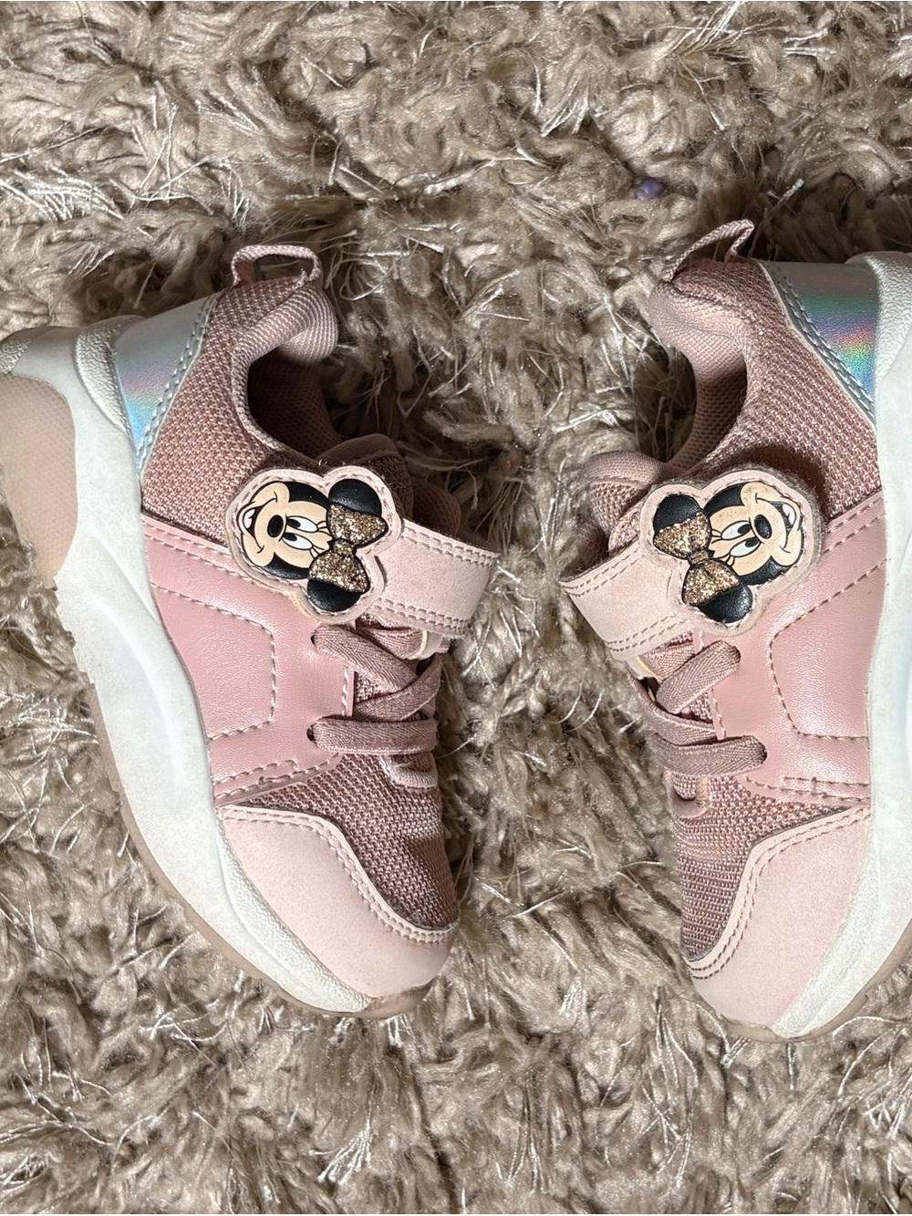 Disney Pink Minnie Mouse Kids Sneakers with Glitter Bow Charm